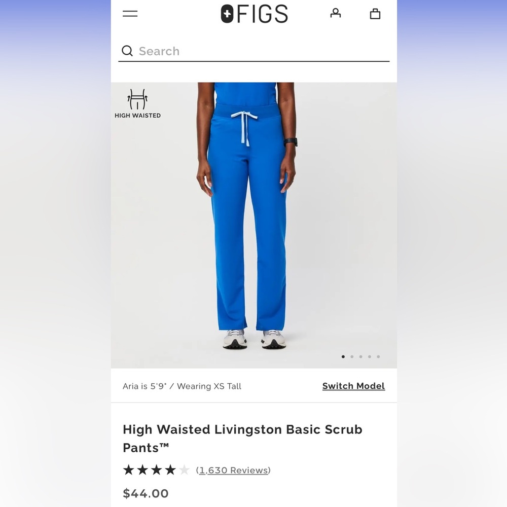 Figs high waisted Livingston scrubs pants royal blue